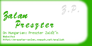 zalan preszter business card